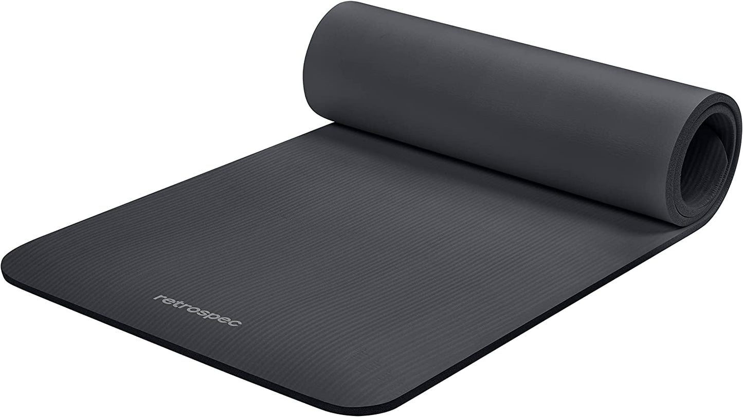 Solana Yoga Mat 1/2" Thick W/Nylon Strap for Men & Women - Non Slip Exercise Mat for Yoga, Pilates, Stretching, Floor & Fitness Workouts